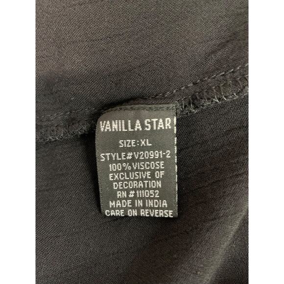 XL Vanilla Sky Womens Boho Black Pants Split Leg Lightweight Pull On - Picture 9 of 9